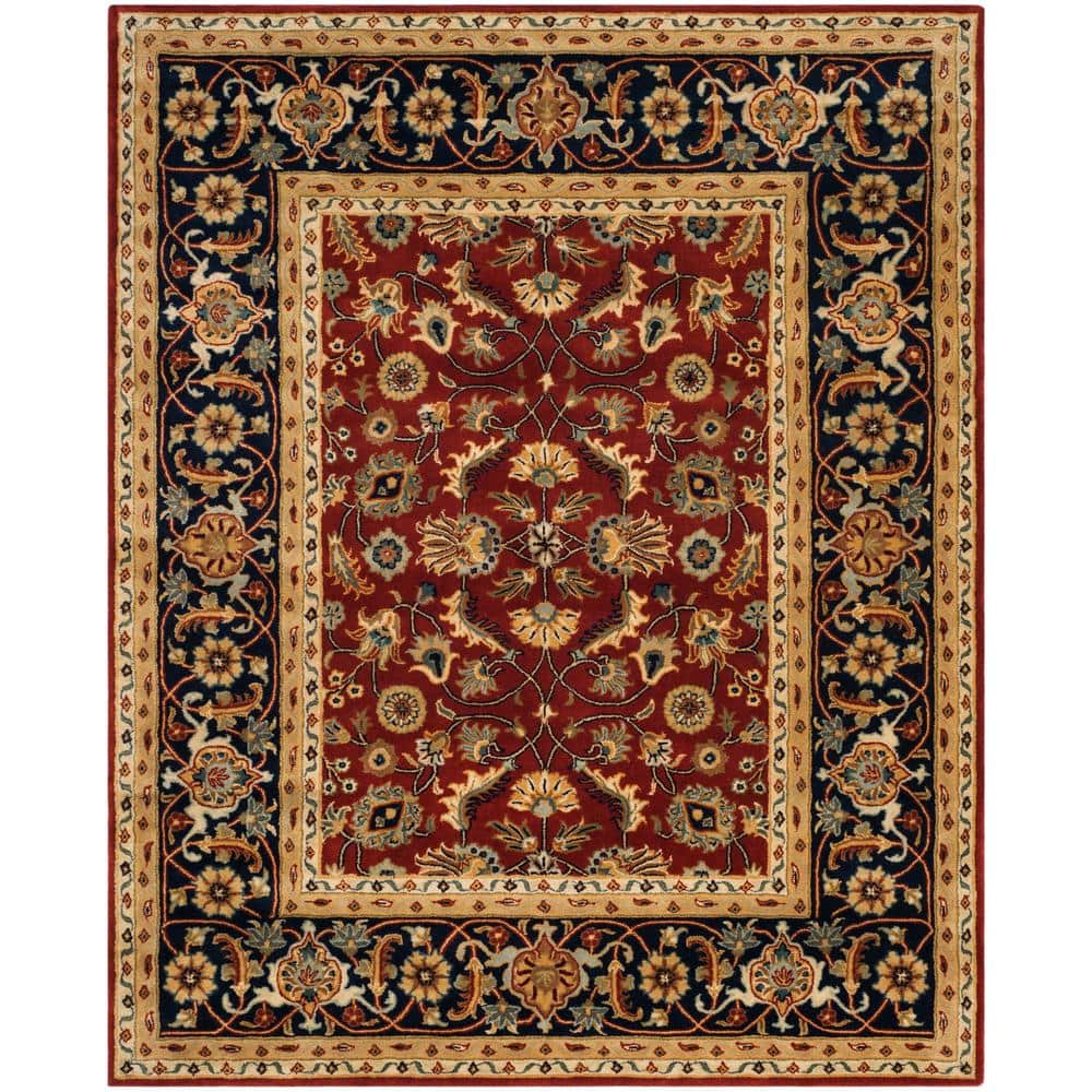 Handmade Red and Navy Wool 4' x 6' Tufted Area Rug