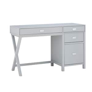 Sara 48 in. Rectangle Gray Wood 4-Drawer Office Computer Desk