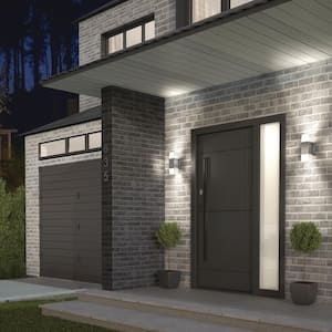 Lenox Chrome Modern 3 CCT Integrated LED Outdoor Hardwired Garage and Porch Light Lantern Sconce