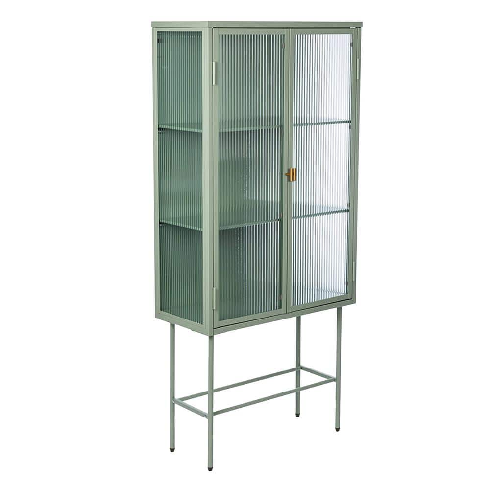 27.6 in. W x 12.6 in. D x 61.4 in. H Bathroom Green Linen Cabinet