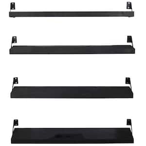 24 in. W x 6 in. D Black Floating Shelves for Decorative Wall Shelf (Set of 4)