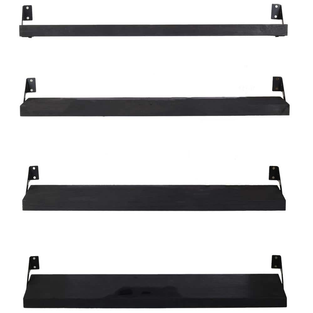 24 in. W x 6 in. D Black Floating Shelves for Decorative Wall Shelf (Set of