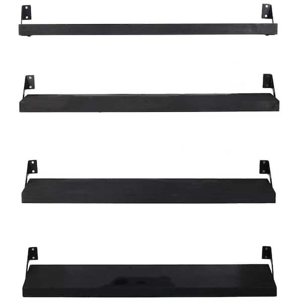 Unbranded 24 in. W x 6 in. D Black Floating Shelves for Decorative Wall Shelf (Set of 4)