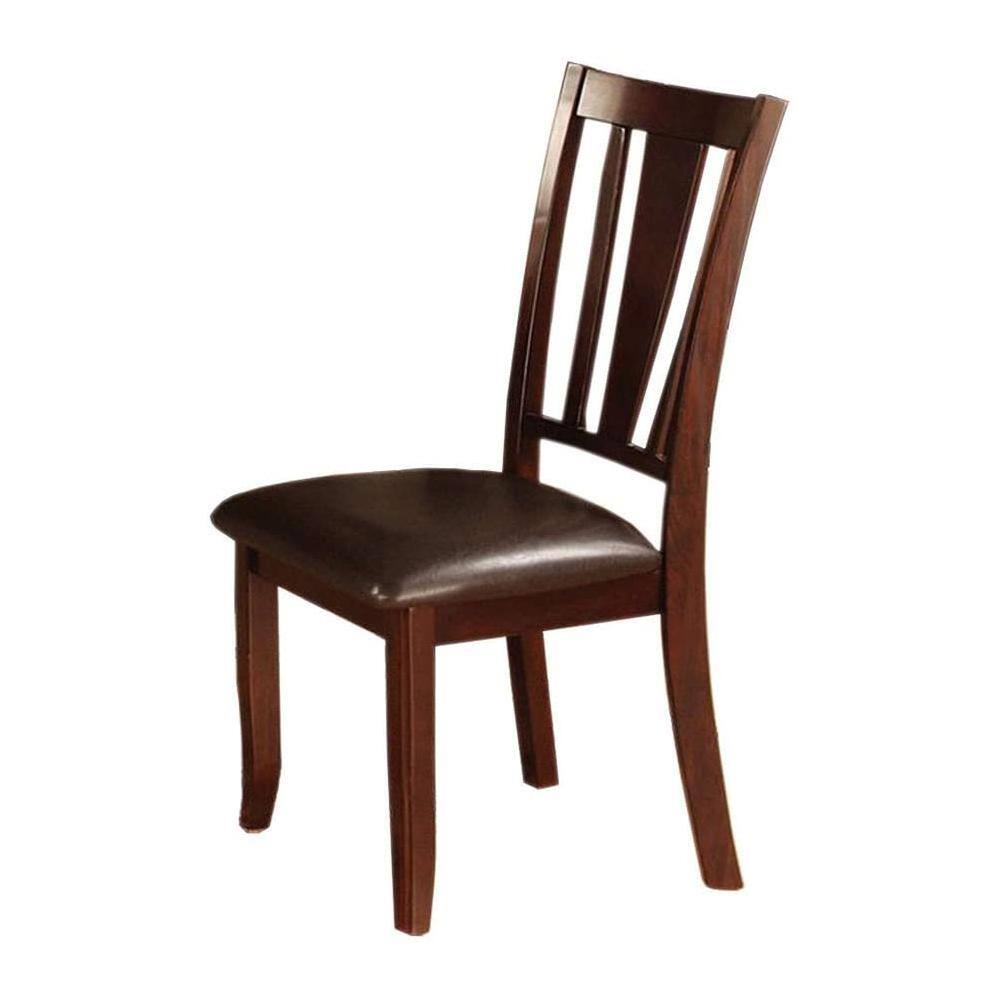 Espresso Transitional Upholstered Side Chair with Padded Leatherette Seat