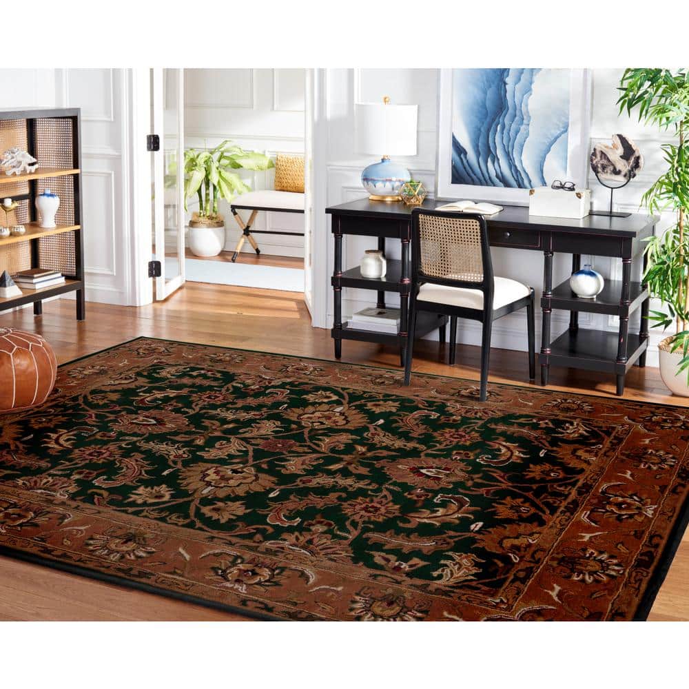 Handmade Dark Green and Gold Wool Tufted Area Rug