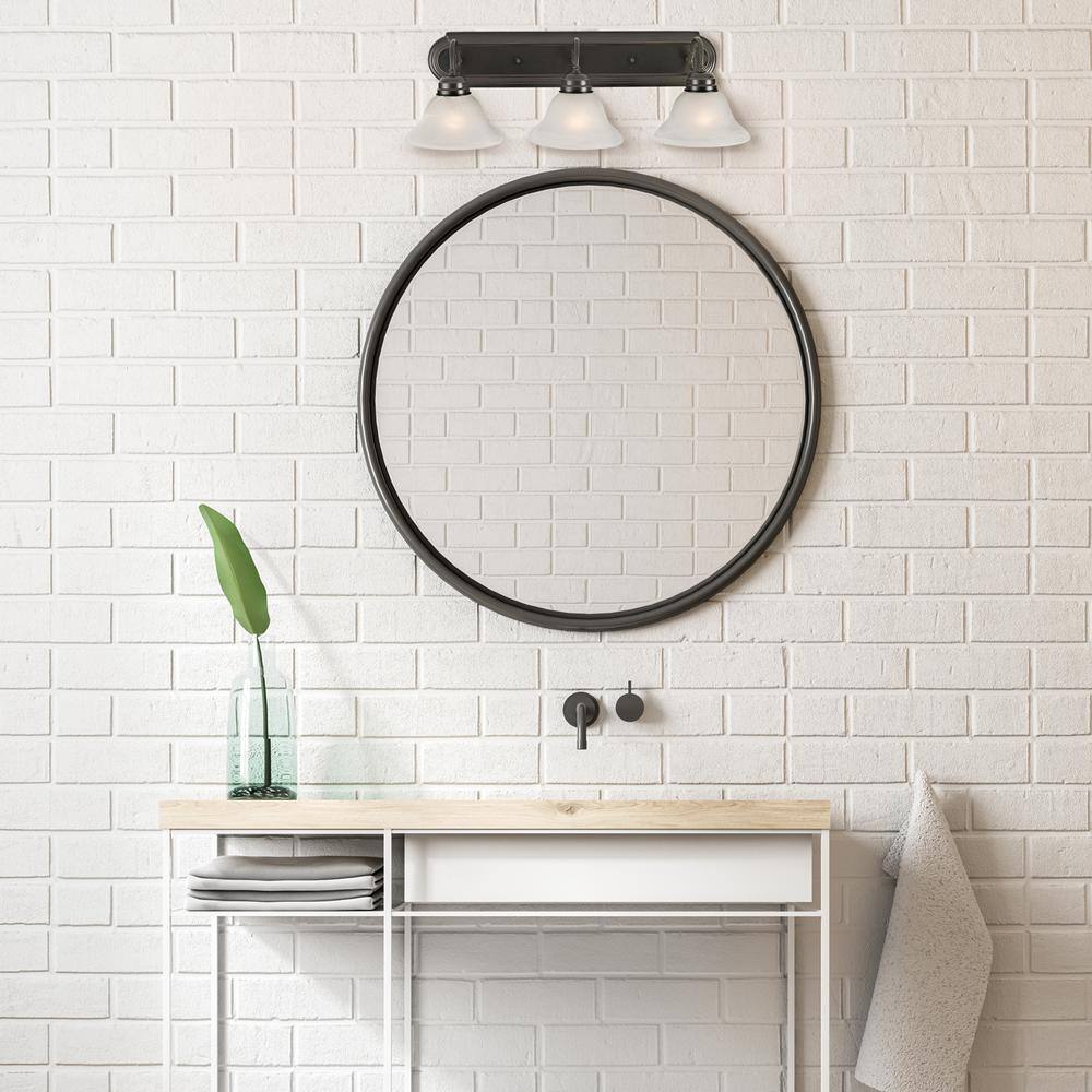 Millbridge Oil-Rubbed Bronze 3-Light Vanity with Alabaster Glass