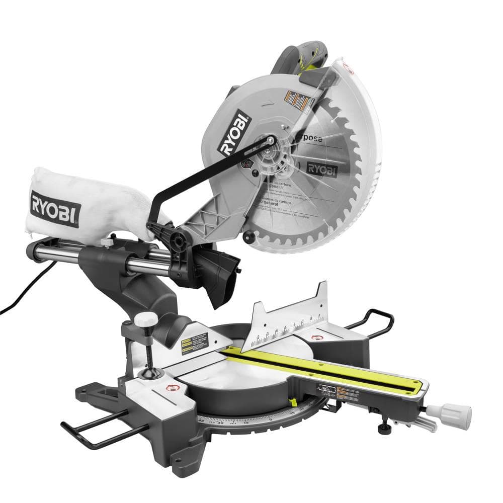 RYOBI 15 Amp 12 in. Corded Sliding Compound Miter Saw with LED Cutline  Indicator TSS121 The Home Depot