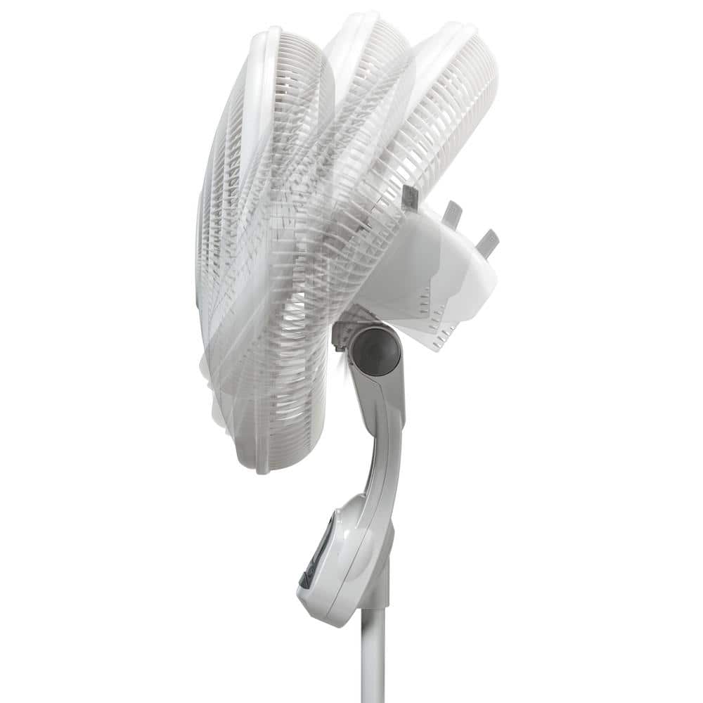 White Adjustable Height Oscillating Floor Fan with Remote Control