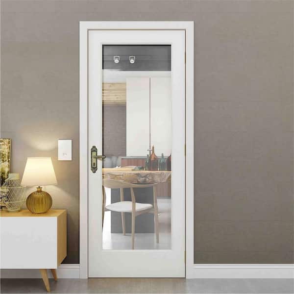 36 in. x 80 in. Left Hand Primed Composite Glass Full Lite Clear Single Prehung Interior Door
