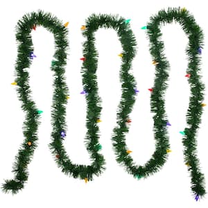 18 ft. x 3 in. Pre-Lit Pine Artificial Christmas Garland Multicolor LED Faceted Lights