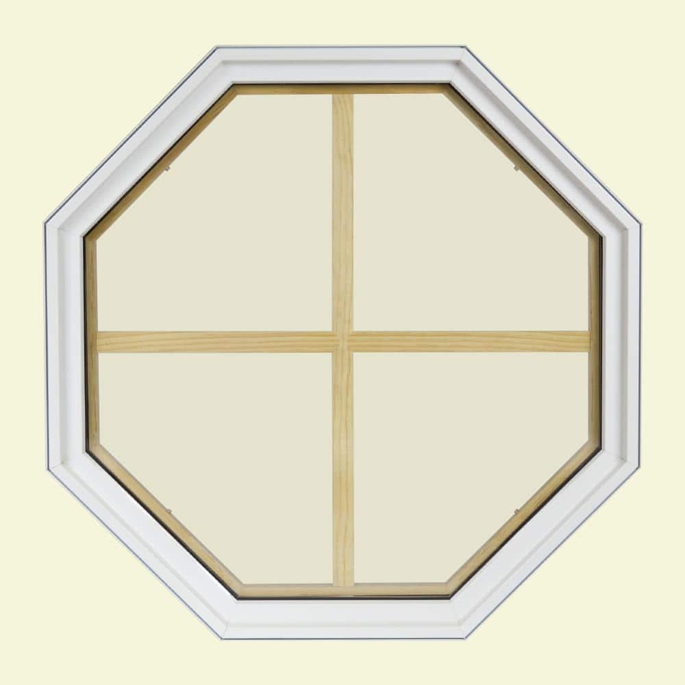 24 in. x 24 in. Octagon White 4-9/16 in. Jamb 4-Lite Grille Geometric Aluminum Clad Wood Window price history on PriceWatchPro