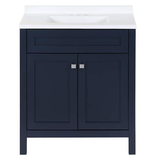 Maywell 31 in. Single Sink Blue Bath Vanity with White Cultured Marble Top (Assembled)