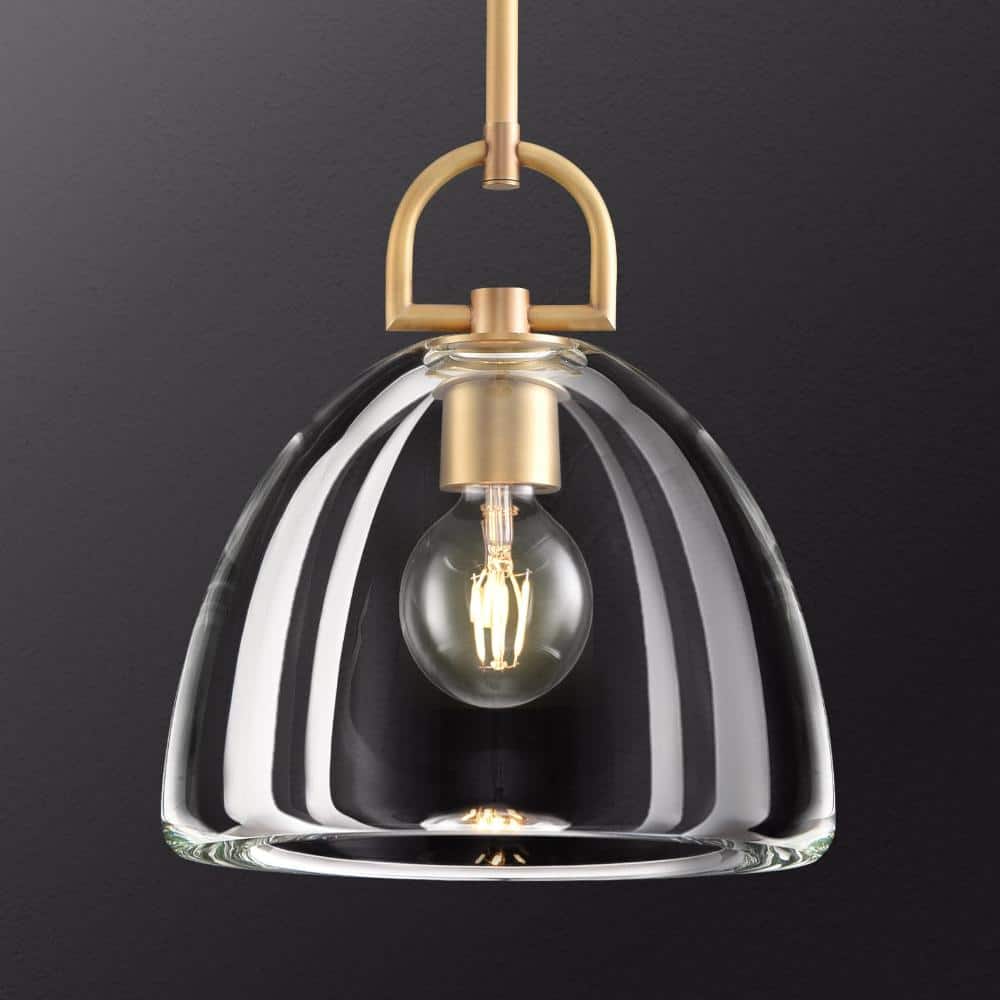 11 in. 1-Light Dimmable LED Kitchen Island Pendant Light, K9 Crystal Brass Dome Pendant Light for Dining Room, Bedroom price history on PriceWatchPro