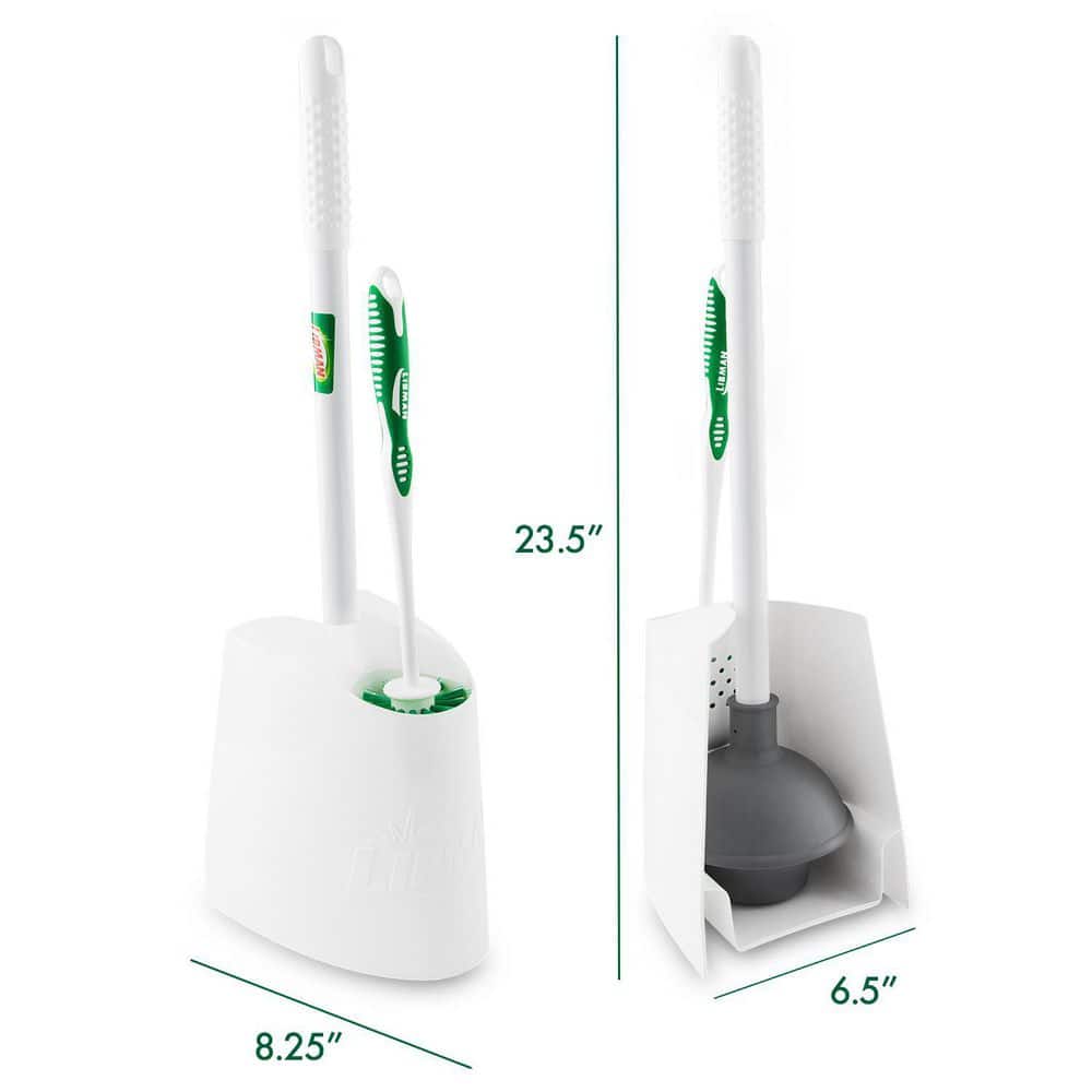 Libman Green and White Polypropylene Toilet Brush and Plunger Set