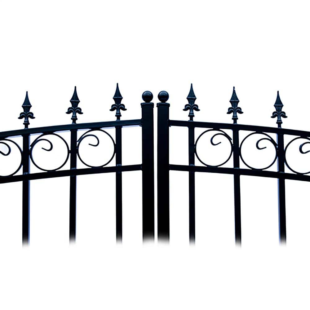 London Style Black Steel Dual Swing Driveway Gate 14 x 6 Feet