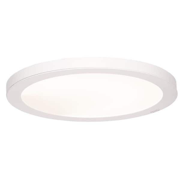 Commercial Electric 15 In White Led Edge Lit Flat Round Panel Flush Mount Light 74048 Hd - How To Put Up Led Lights On Ceiling Corners In Revit