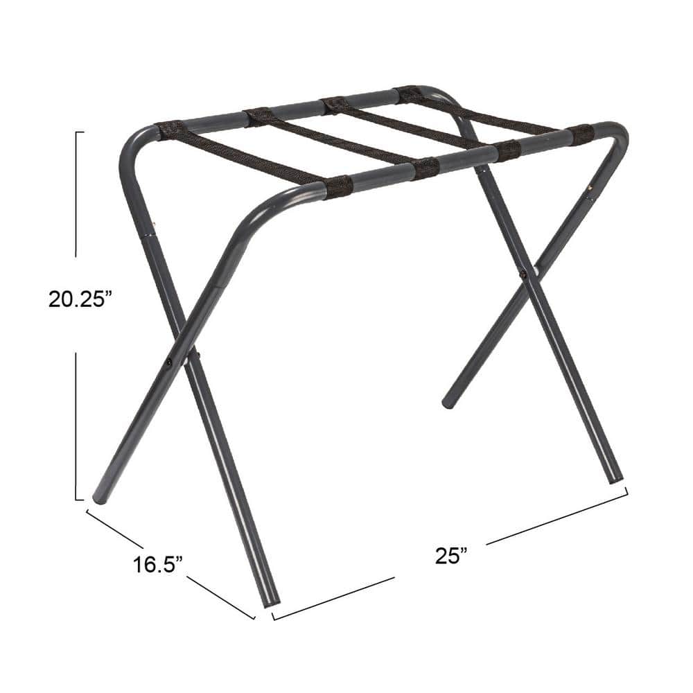 Gray and Black Collapsible Luggage Rack with Metal Frame