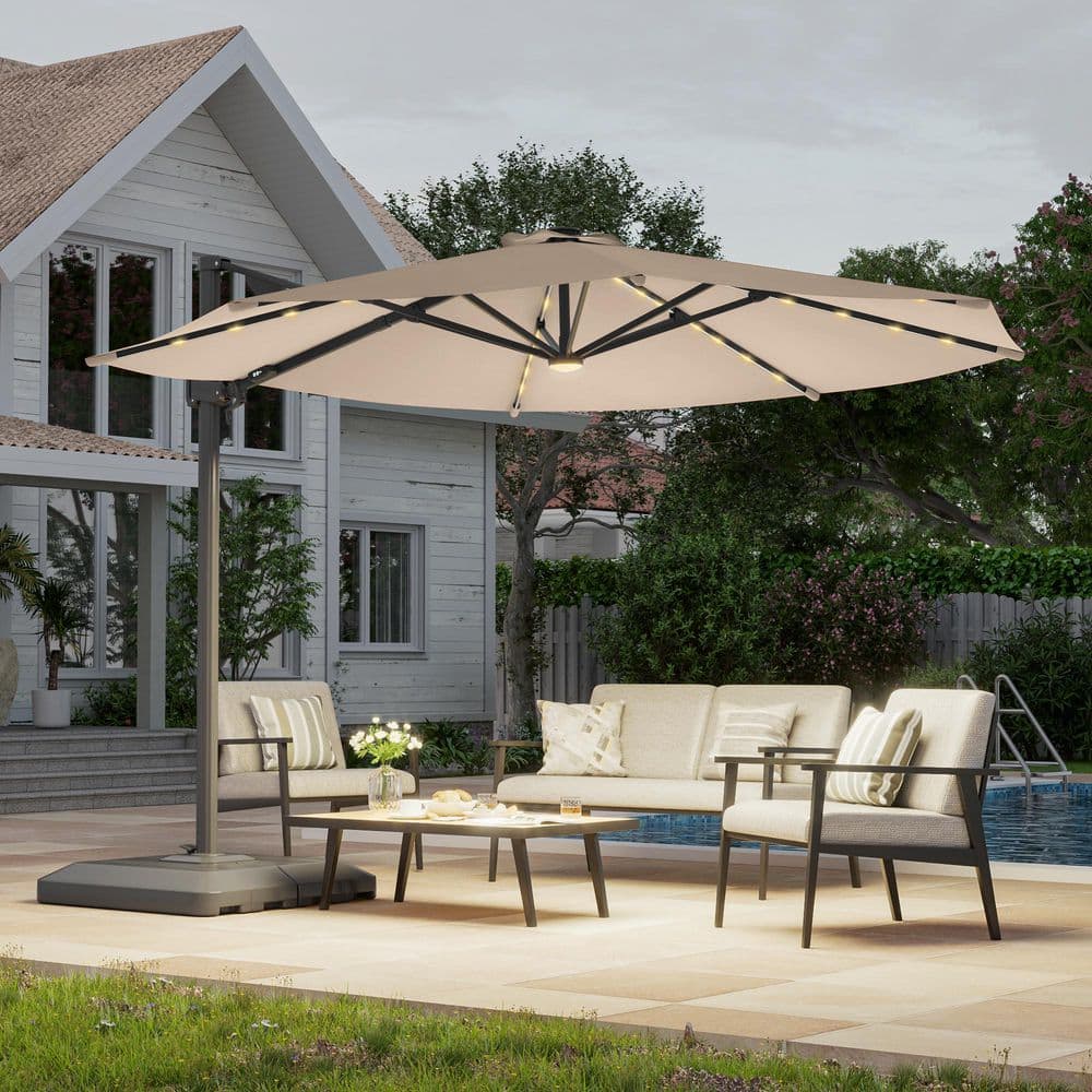 3 sided patio umbrella 3-Tier Patio Umbrella w/ Tilt Adjustment, Crank