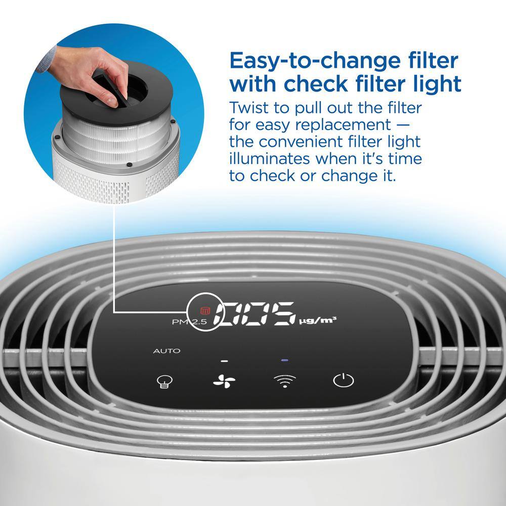 White Medium Room Smart HEPA Air Purifier with Alexa