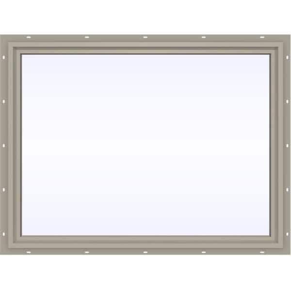 JELD-WEN 47.5 in. x 35.5 in. V-4500 Series Desert Sand Vinyl Picture Window w/ Low-E 366 Glass