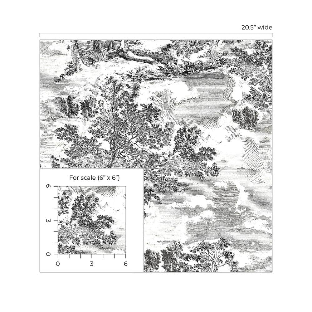 Charcoal Scenic Peel and Stick Wallpaper, 20.5" x 216"