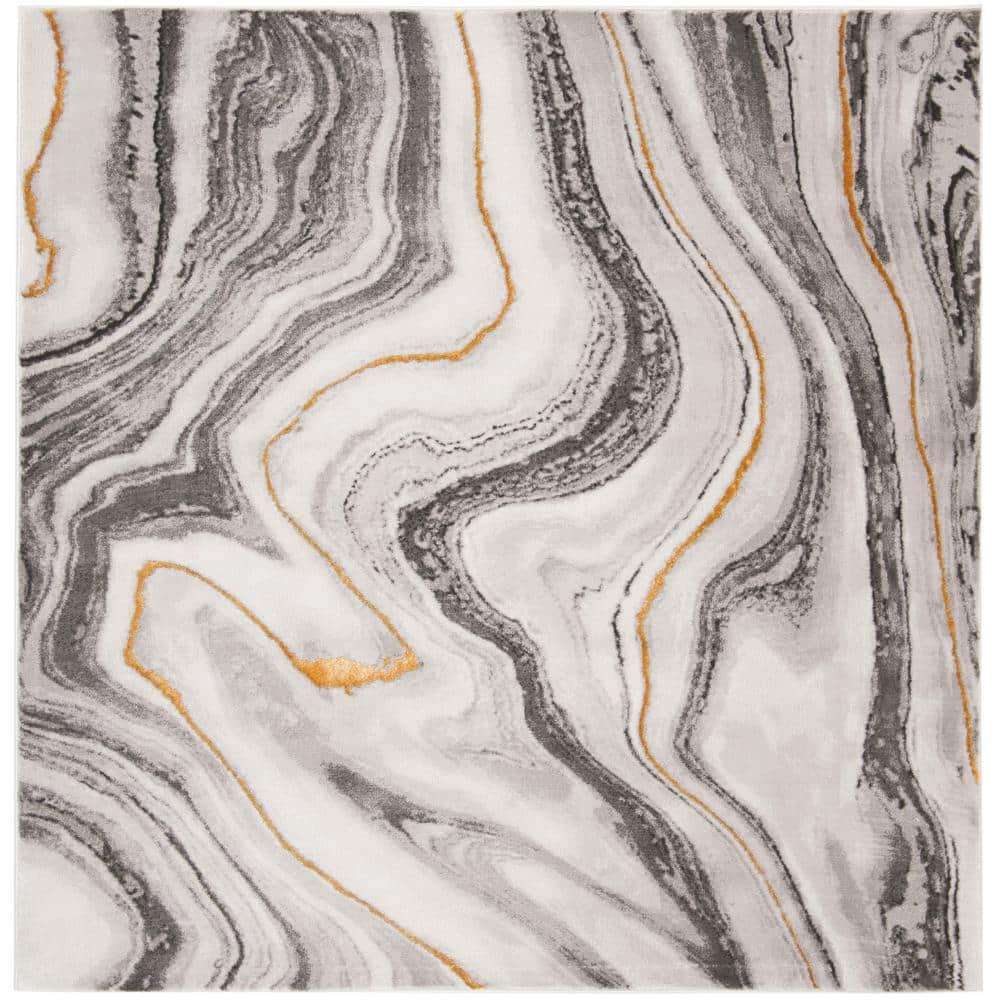 SAFAVIEH Craft Angjelko Abstract Area Rug  Grey/Gold  9  x 9  Square