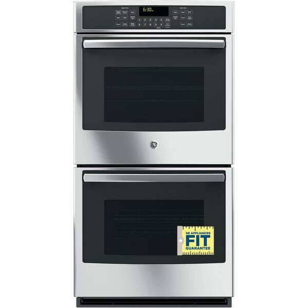 GE 27 in. Double Electric Wall Oven with Convection (Upper Oven) Self-Cleaning in Stainless Steel