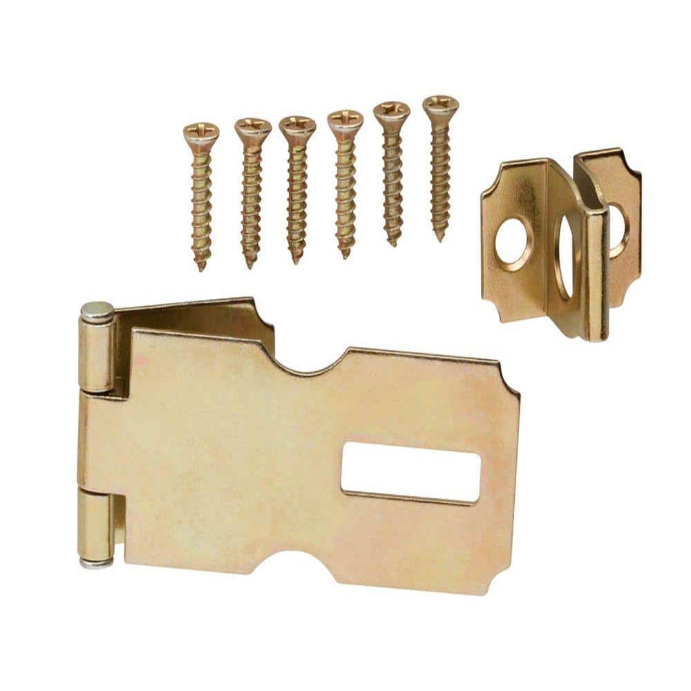 Everbilt 2-1/2 in. Satin Brass Fixed Staple Safety Hasp 15118