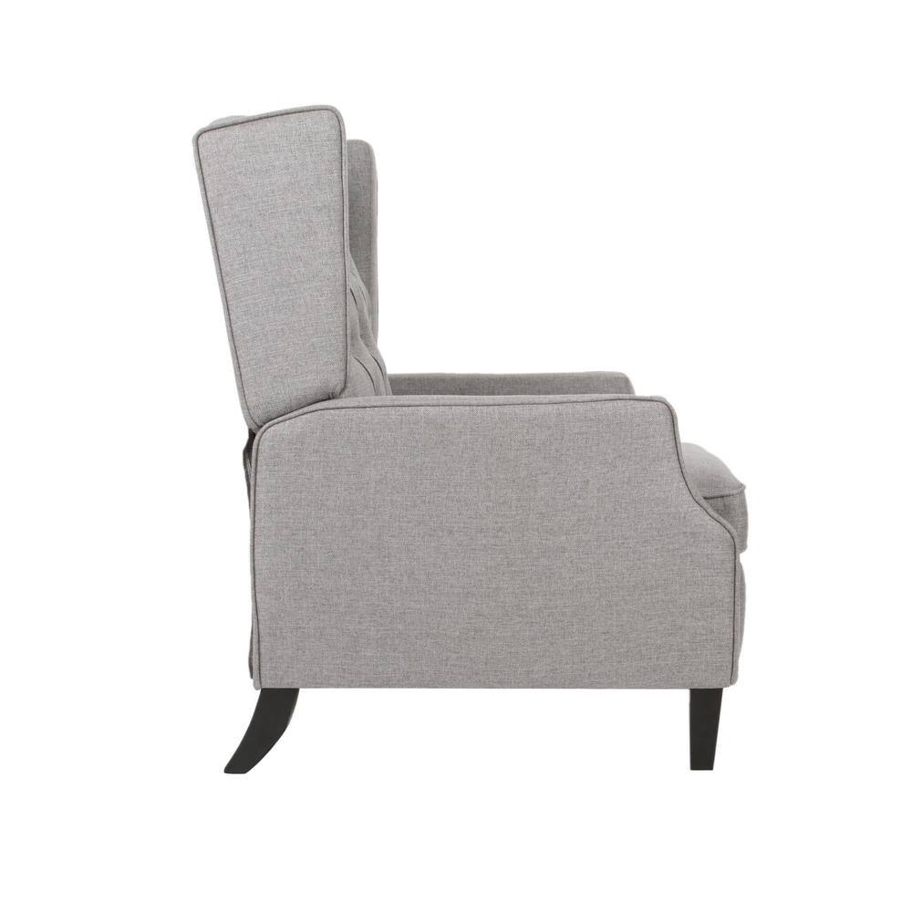 Gray Handcrafted Wingback Recliner with Tufted Upholstery