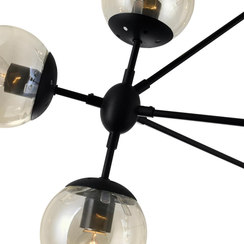 Astralis 39" Black Stainless Steel Sputnik Chandelier with Clear Glass