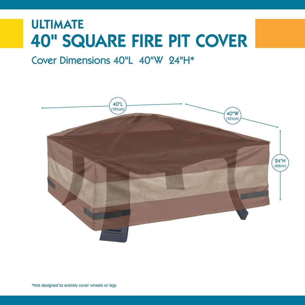 Mocha Cappuccino 40-Inch Square Polyester Fire Pit Cover
