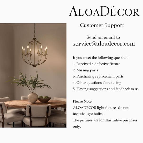 ALOA DECOR 26 in. 8-Light Modern Brass Mid-Century Modern