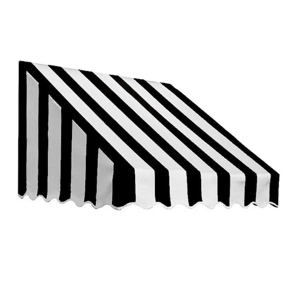 AWNTECH 3.38 ft. Wide San Francisco Window/Entry Fixed Awning (44 in. H x 24 in. D) Black/White