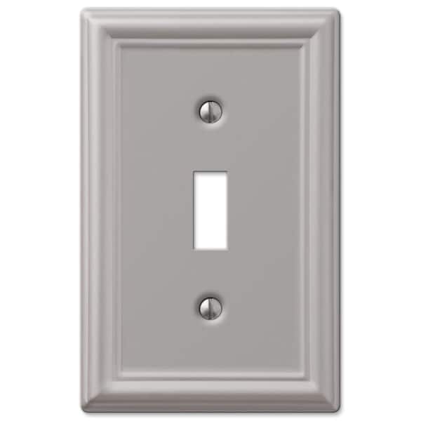 AMERELLE Ascher 1-Gang Brushed Nickel Toggle Stamped Steel Wall Plate