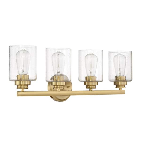 CRAFTMADE Bolden 25.13 in. 4-Light Satin Brass Finish Vanity Light with ...