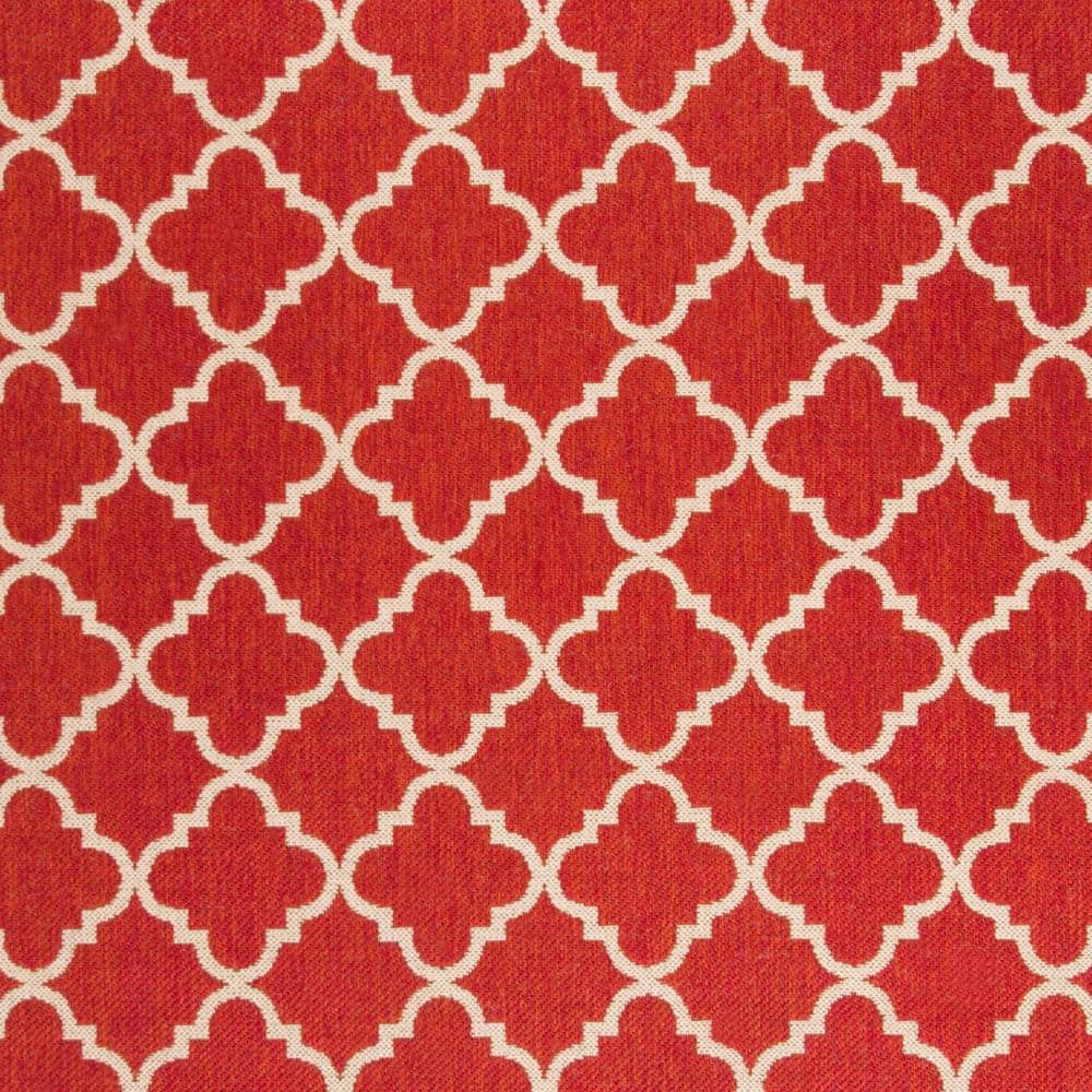 Beachside Bliss Red & Cream Easy-Care Outdoor Area Rug, 8' x 10'