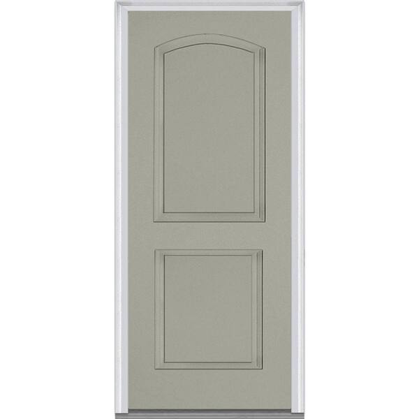 MMI Door 32 in. x 80 in. Right-Hand Inswing 2-Panel Archtop Classic Painted Fiberglass Smooth Prehung Front Door