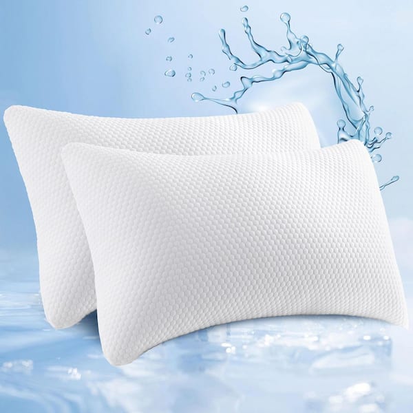 Cool Memory Foam Pillows Queen Size with Removable Pillow CoversHeight Adjustable(Set of 2)