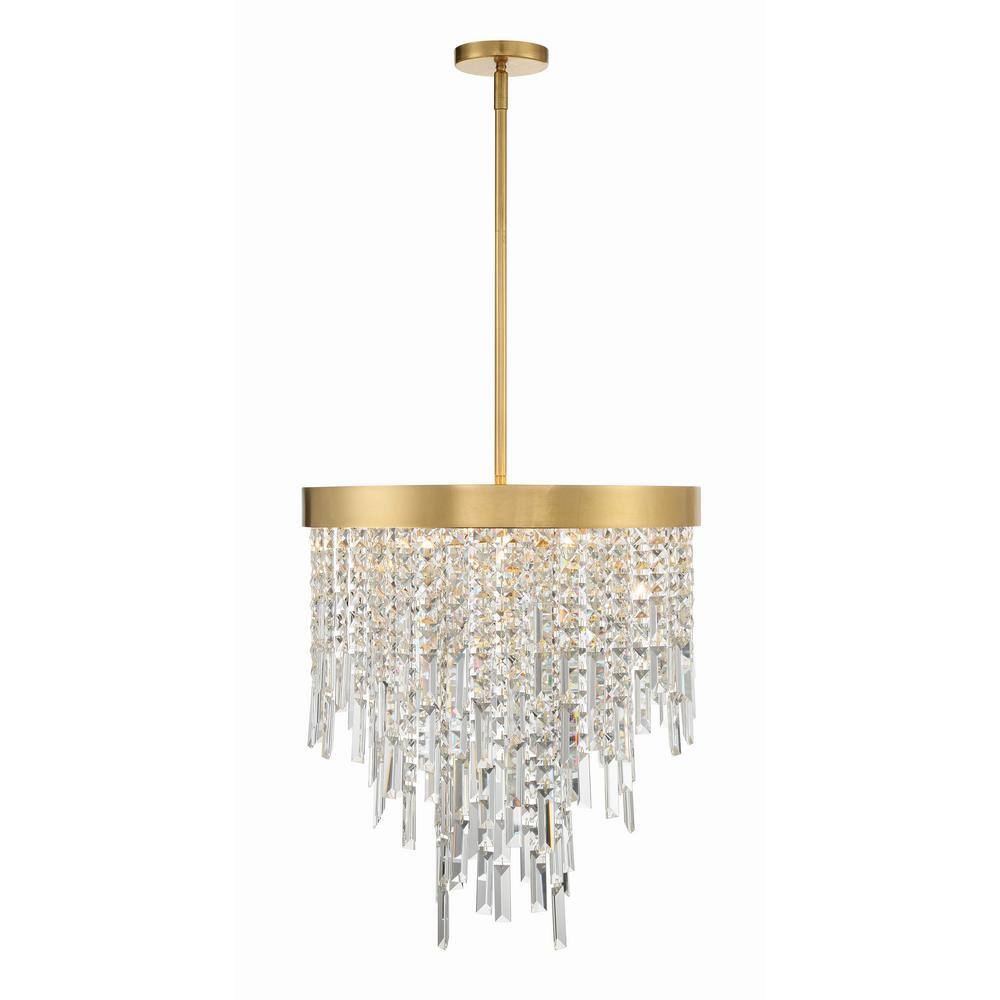 Antique Gold 5-Light Chandelier with Hand Cut Crystal Strands