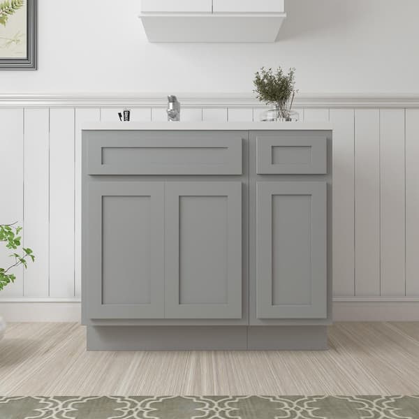 Vanity Art 36 in. W x 21 in. D x 32.5 in. H Bath Vanity Cabinet without Top in Gray
