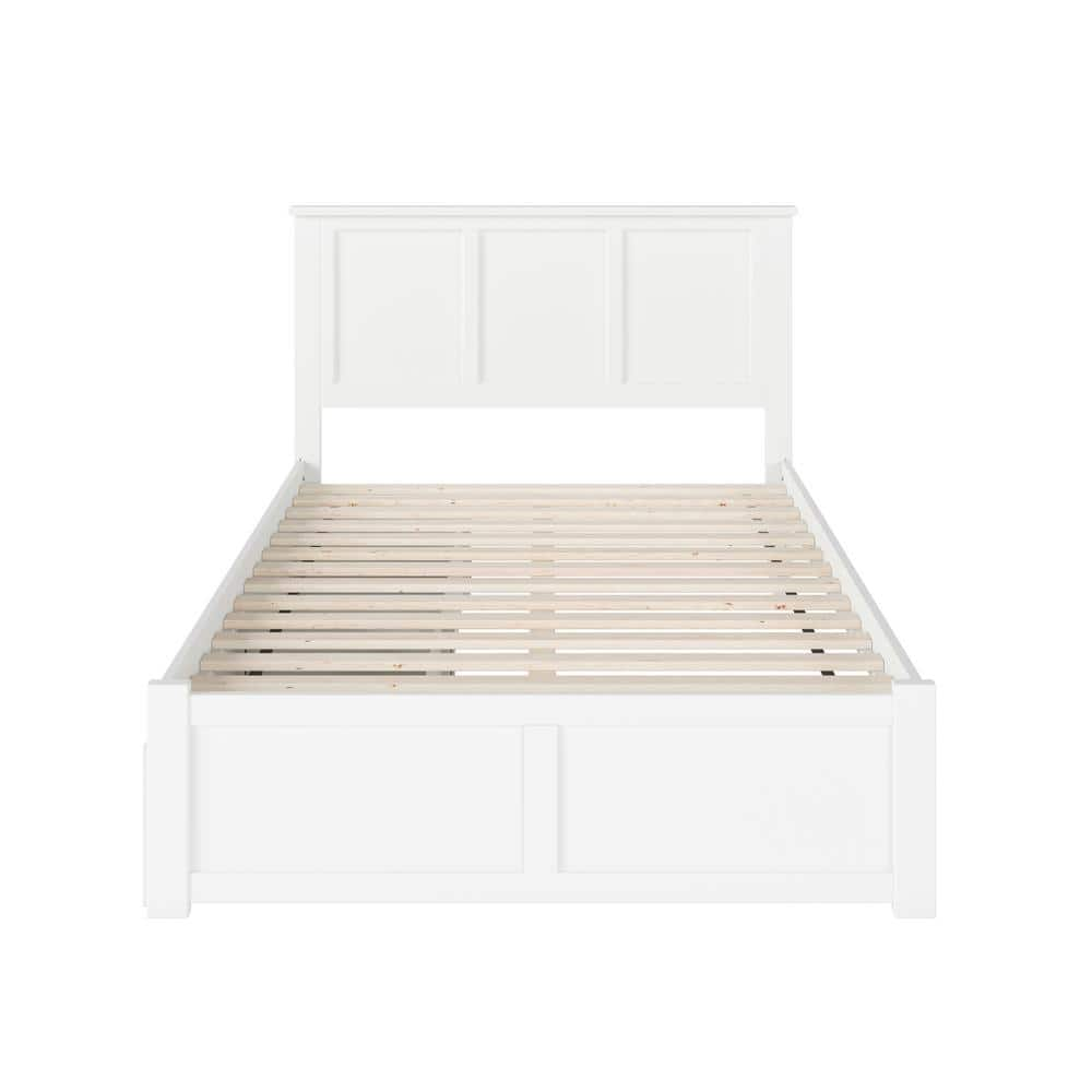 AFI Madison White Full Solid Wood Storage Platform Bed with Flat Panel ...