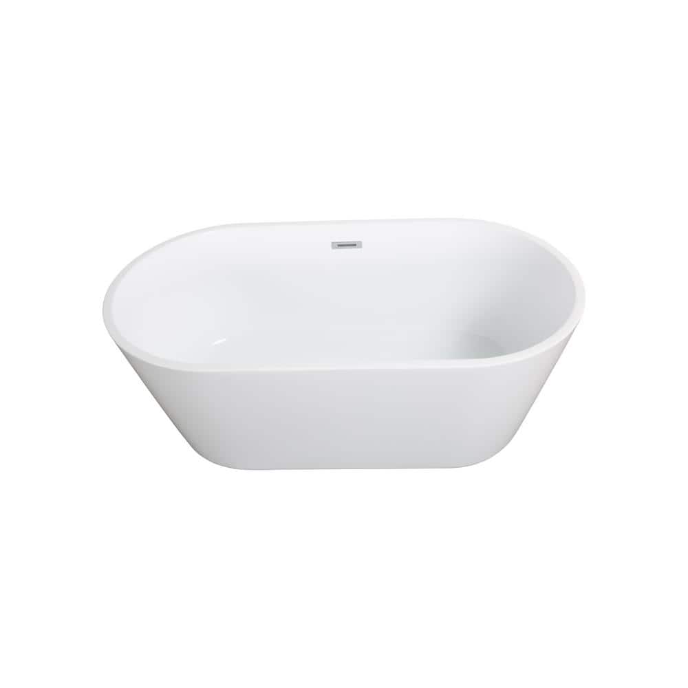 63 in. x 31.10 in. Soaking Bathtub with Center Drain in Gloss White