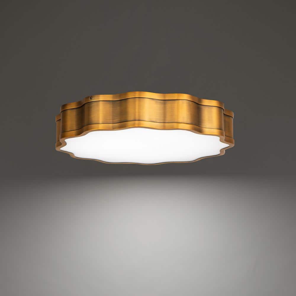 Vaughan 16" Aged Brass Glass LED Flush Mount