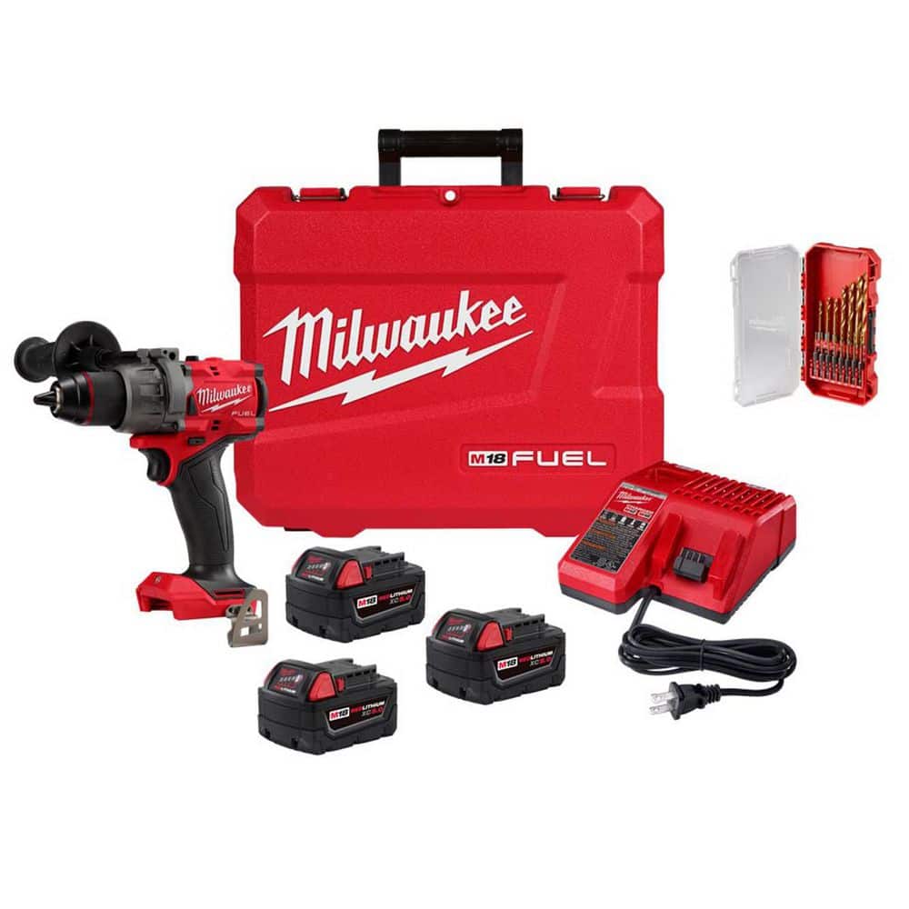 M18 FUEL 18V 1/2 in. Hammer Drill Kit w/ (3) 5. 0Ah Batteries, Hard Case with 15-Pc Titanium Set price history on PriceWatchPro