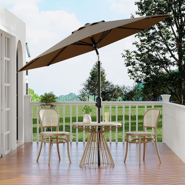 Round 9 ft. Iron Cantilever Market Tilt Patio Umbrella in Taupe Neutral  YDQ_PPG_333JT8DH - The Home Depot