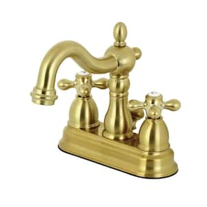 Heritage 4 in. Centerset 2-Handle Bathroom Faucet in Brushed Brass