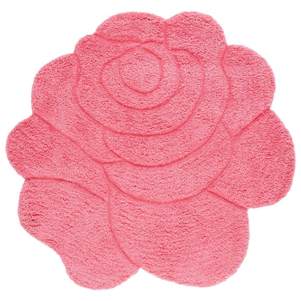 Novelty 6 ft. x 6 ft. Fuchsia/Pink Floral Specialty Area Rug