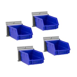 PVC Slatwall Blue Parts Bins with Support (4-Pack)