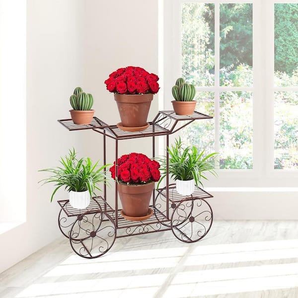26 in. x 31 in. x 10 in. Indoor/Outdoor Bronze Metal Plant Holder