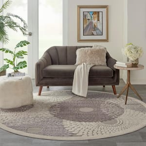 Graphic Illusions Grey 8 ft. x 8 ft. Geometric Contemporary Round Area Rug